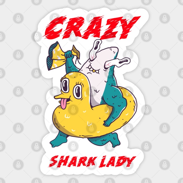 Crazy Shark Lady Sticker by ZenCloak